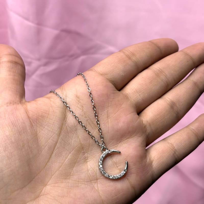 Silver Moon Pendant Necklace