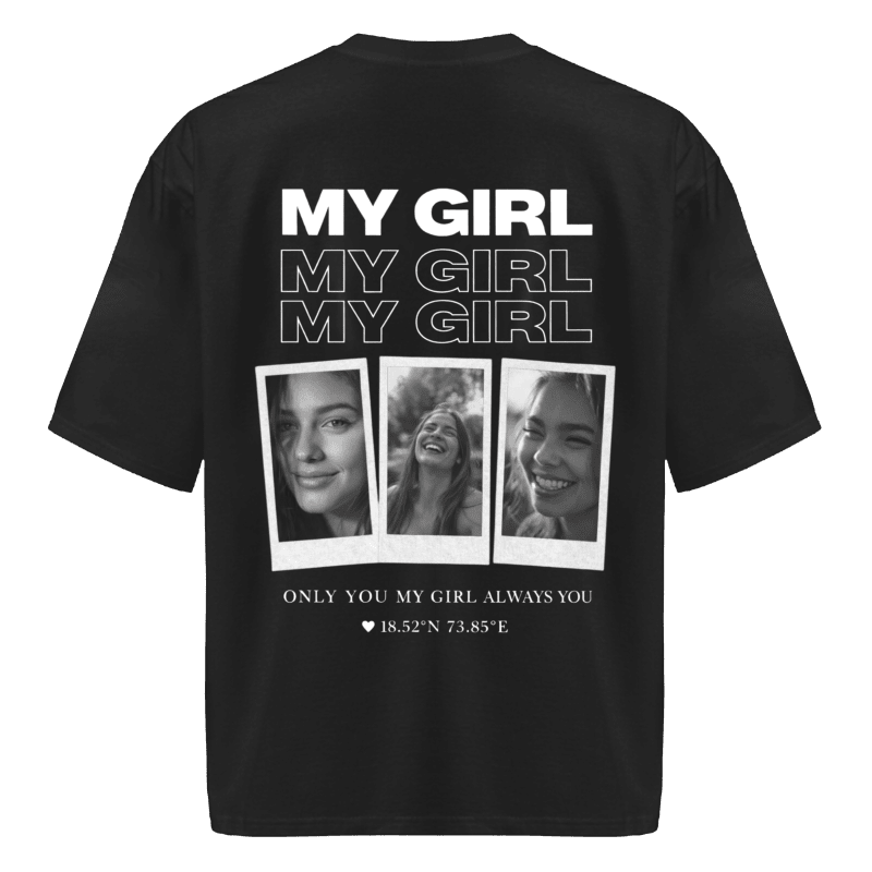 My Girl – Personalised Black Oversized T-Shirt