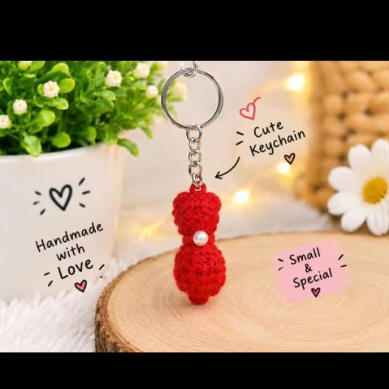 Hand‑crafted with love, this cute crochet keychain adds a splash of color to you