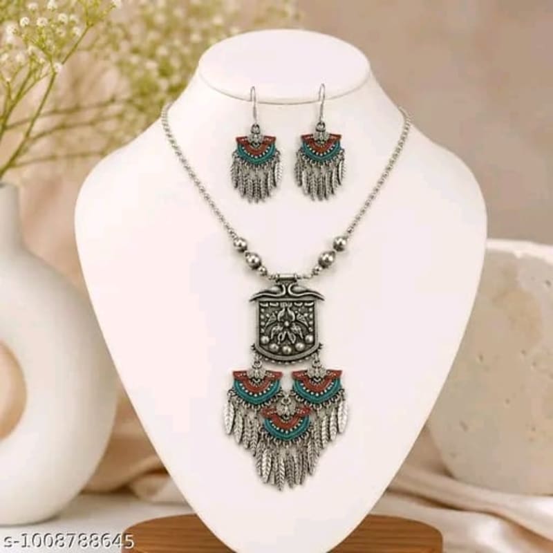 Boho Fringe Necklace Earring Set