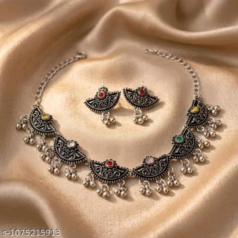 Antique Silver Necklace Earring Set