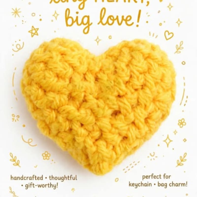 Handcrafted Yellow Crochet Heart Charm 💛💛💛💛
