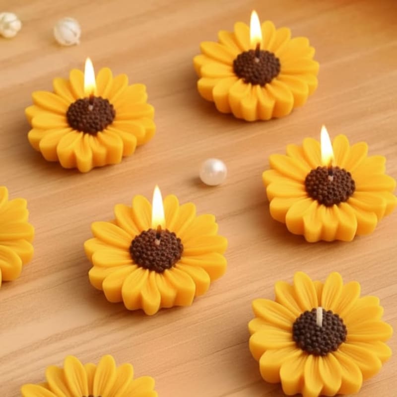 Sunflower Candle - Handmade Soy Wax  Flower Candle Pack of 2