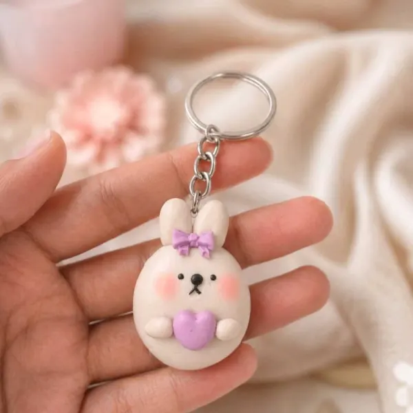 Clay Bunny Keychain