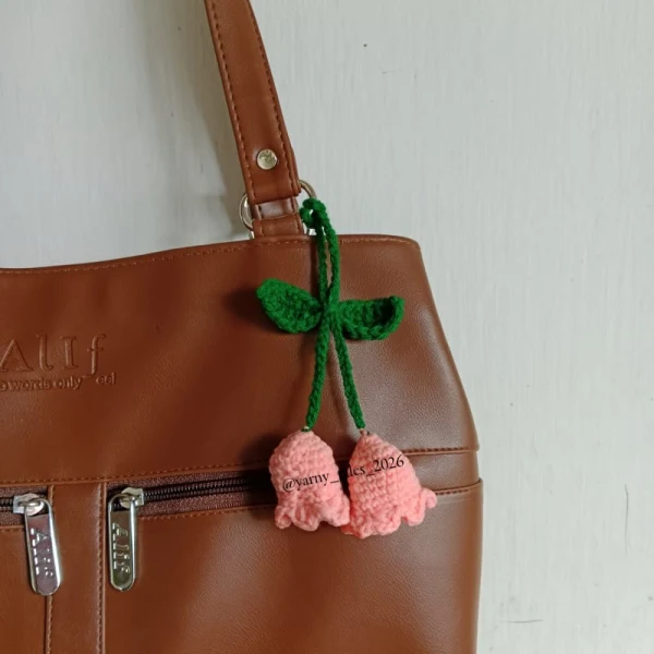 Bell flower bag charm/ hair tie