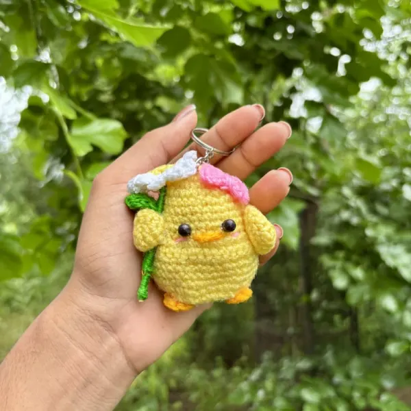 Crochet chick keychain
