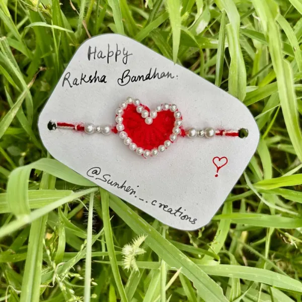 Crochet heart rakhi