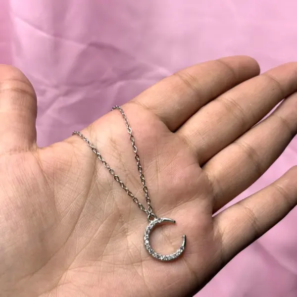 Silver Moon Pendant Necklace