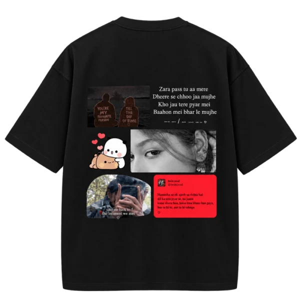Custom Romantic Memory Collage Oversized T-Shirt