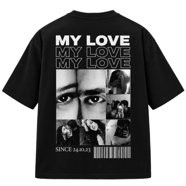 Custom “My Love” 14 Photo Collage Oversized T-Shirt