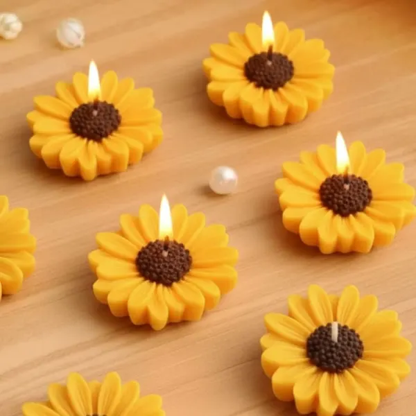 Sunflower Candle - Handmade Soy Wax  Flower Candle Pack of 2