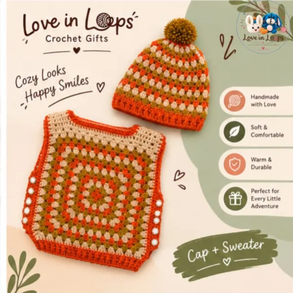 Baby cap +cardigan