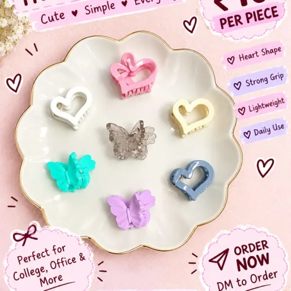Heart and Butterfly Clip