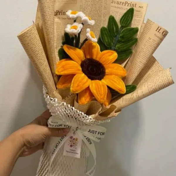 Pipe cleaner sunflower bouquet