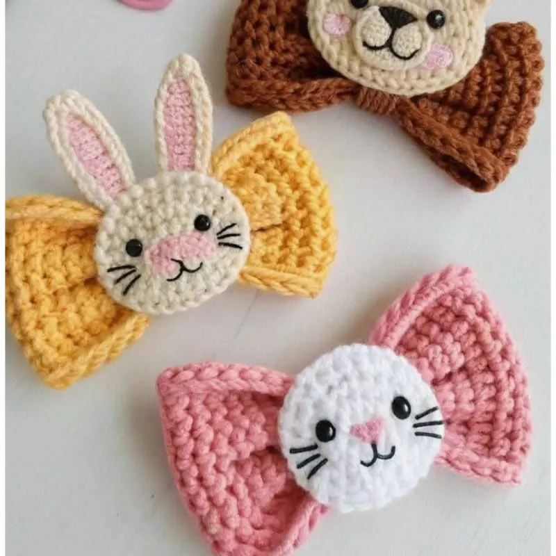 Crochet Bunny Hair Clips