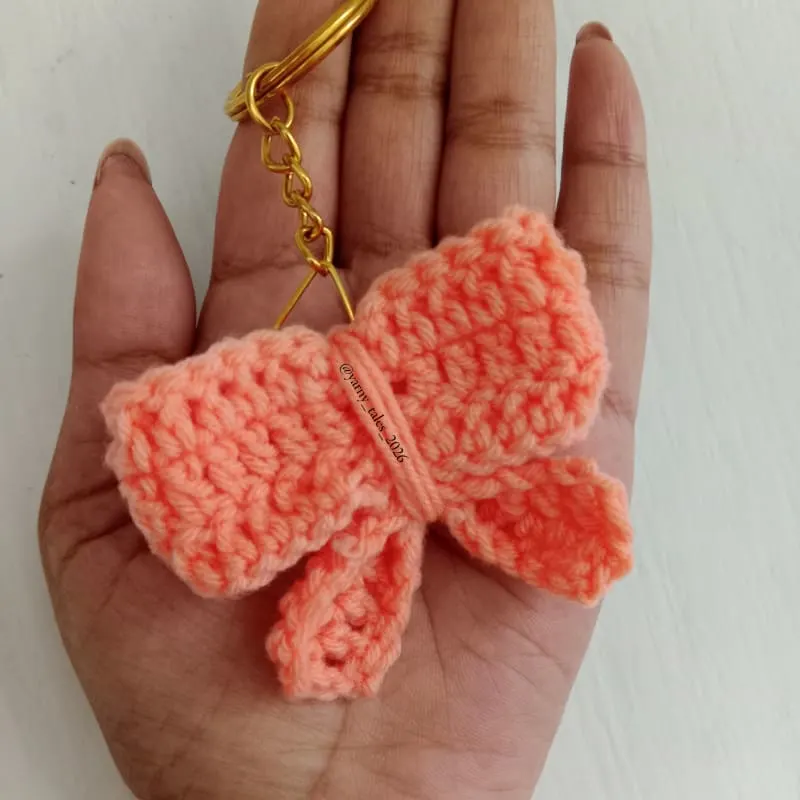 Crochet bow keychain