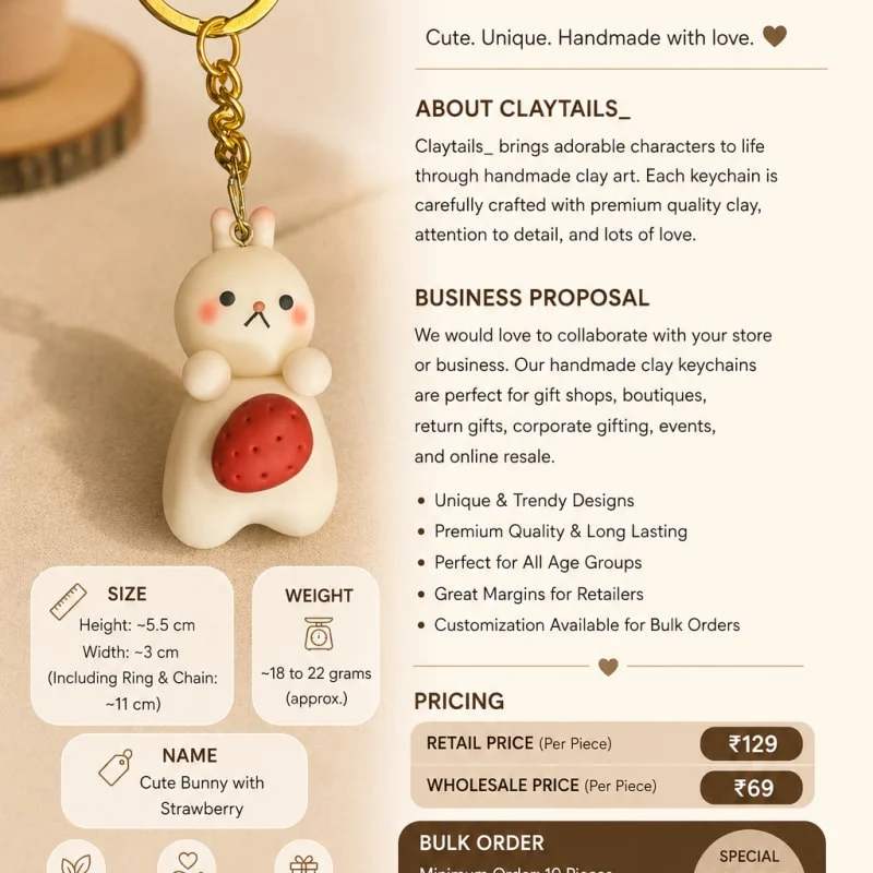 Clay Bunny Keychain