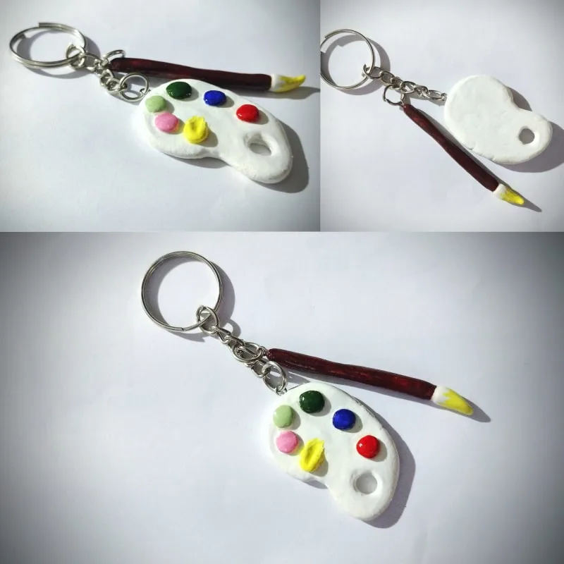 Tiny Artist Palette & Paintbrush Keychain🎨✨