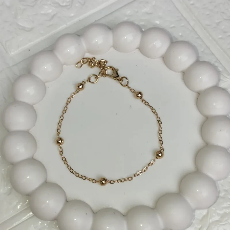 Dainty Gold Chain Ball Bracelet