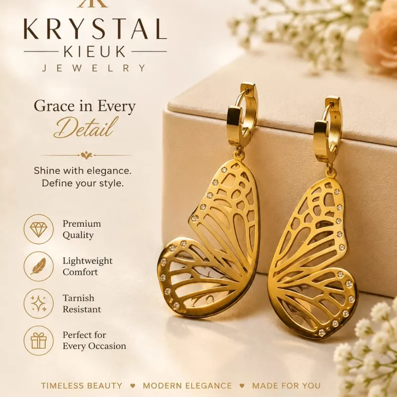 Gold Butterfly Wings Earrings