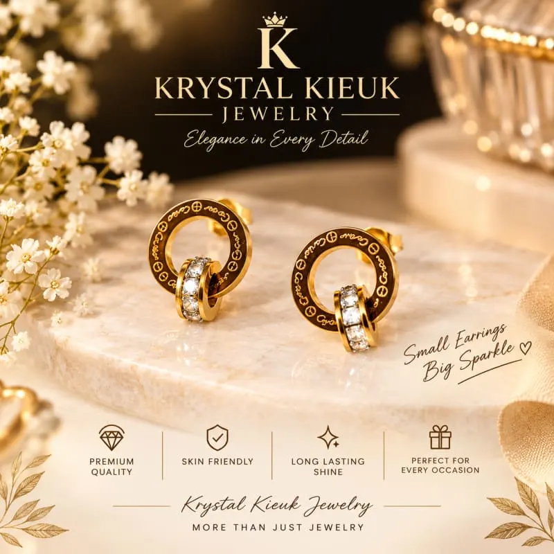 Gold Steel Stud Earrings