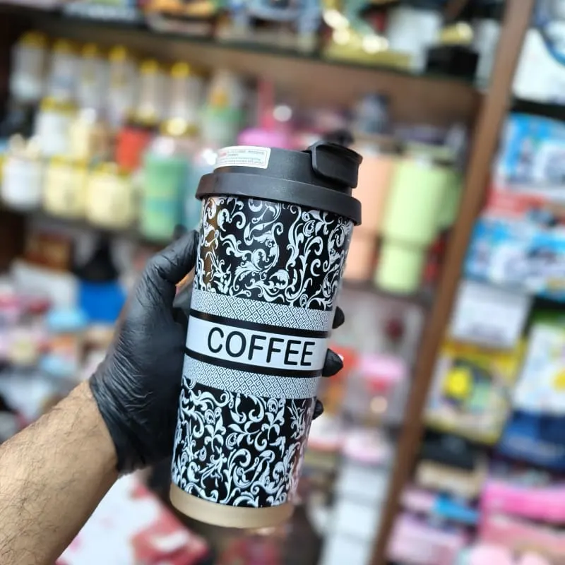 Black White Pattern Coffee Tumbler