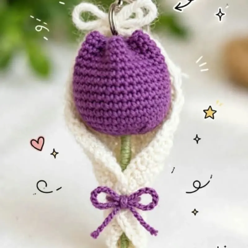 Each tulip  is crocheted by hand,