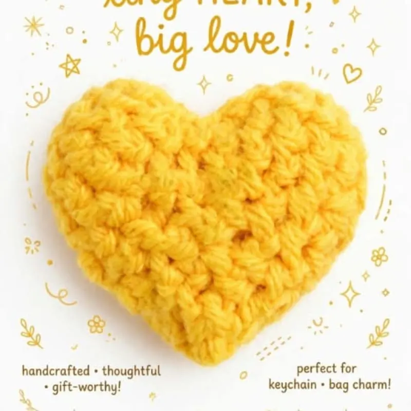 Handcrafted Yellow Crochet Heart Charm 💛💛💛💛