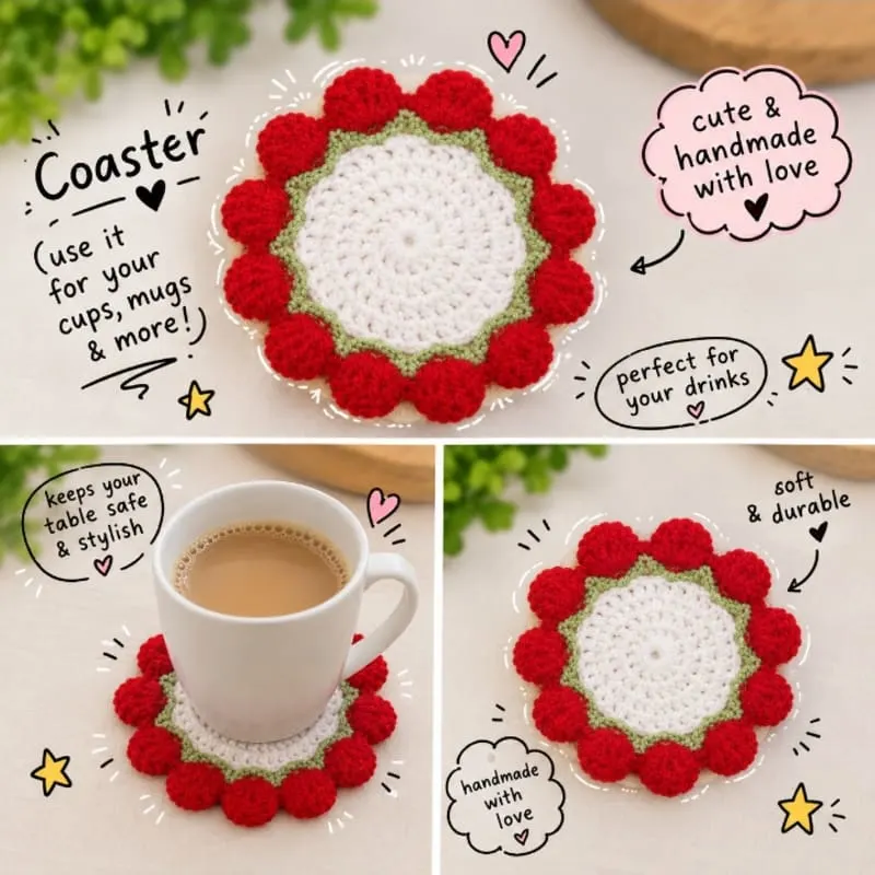 Brighten your coffee table with these hand‑crafted coasters, each made with love 😽😽 that can also turn into bouquet 💐🌷🍵 ☕🌞
