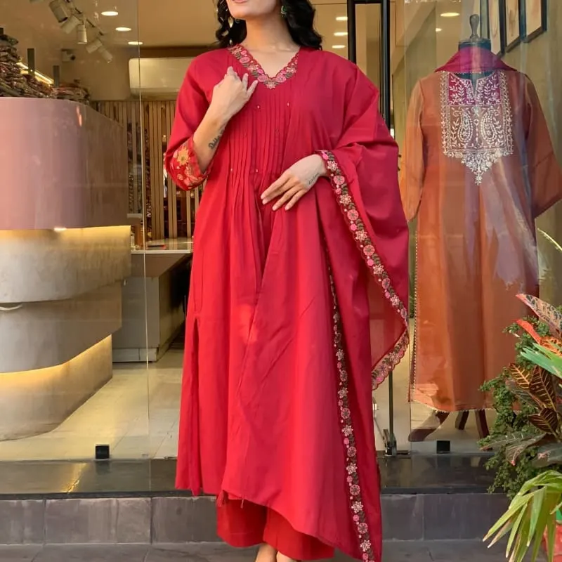 Kurta with printex and hand moti work sleeves