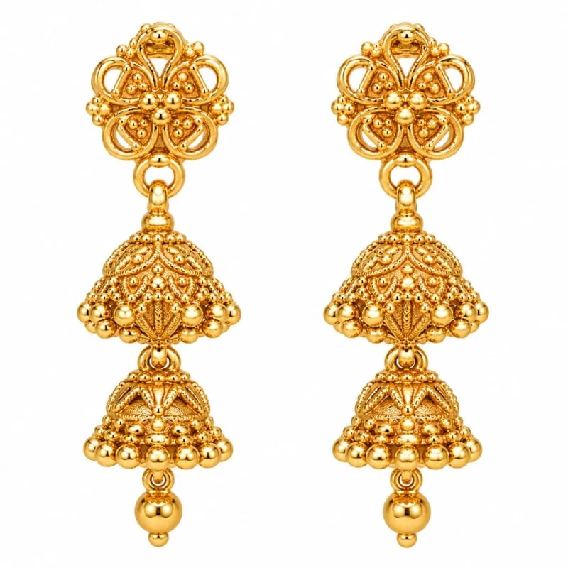 Small Size Elegant Traditional Gold CoveringJhumka Earrings