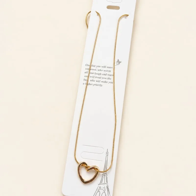 Golden Heart Pendant Long Chain Necklace for Women & Girls