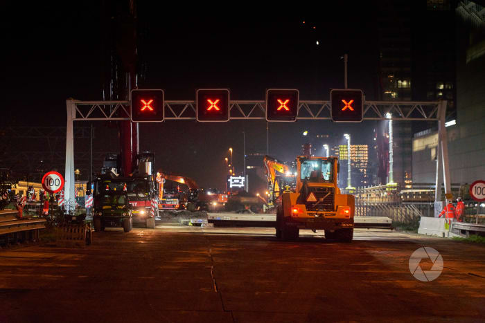 Afgesloten A10 ter hoogte van Mahlerplein