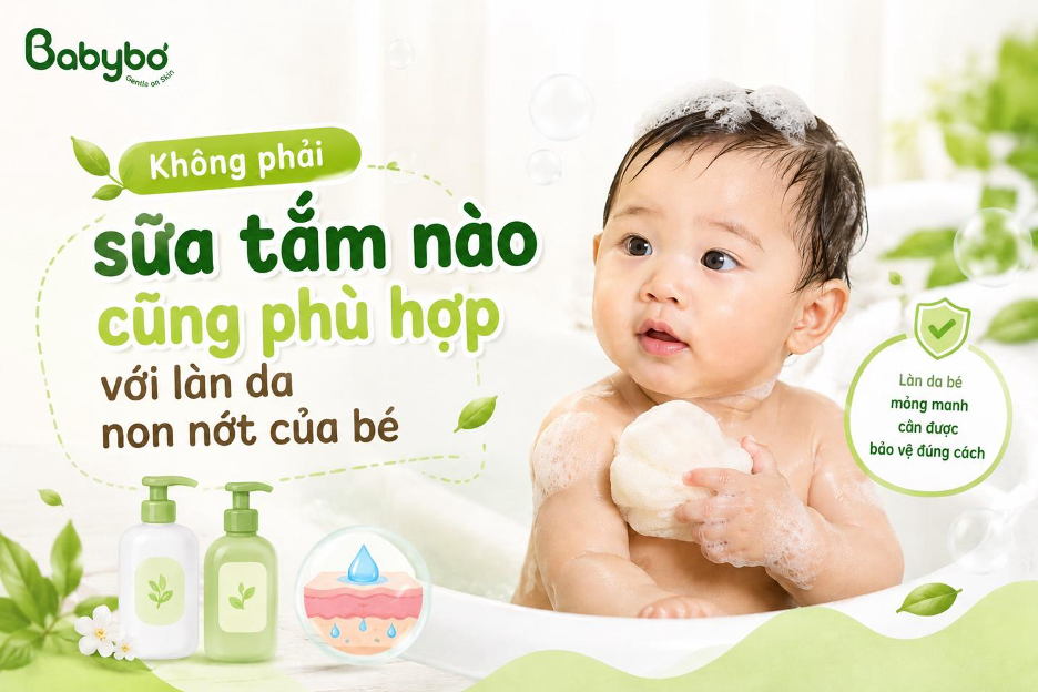 Mùa nóng, mom cần chọn đúng sữa tắm cho bé da nhạy cảm