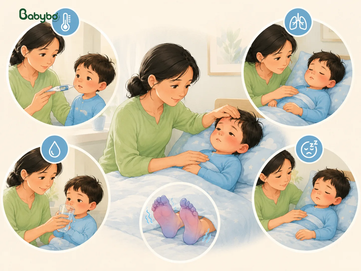 Dấu hiệu cần theo dõi khi trẻ sốt cao chân lạnh