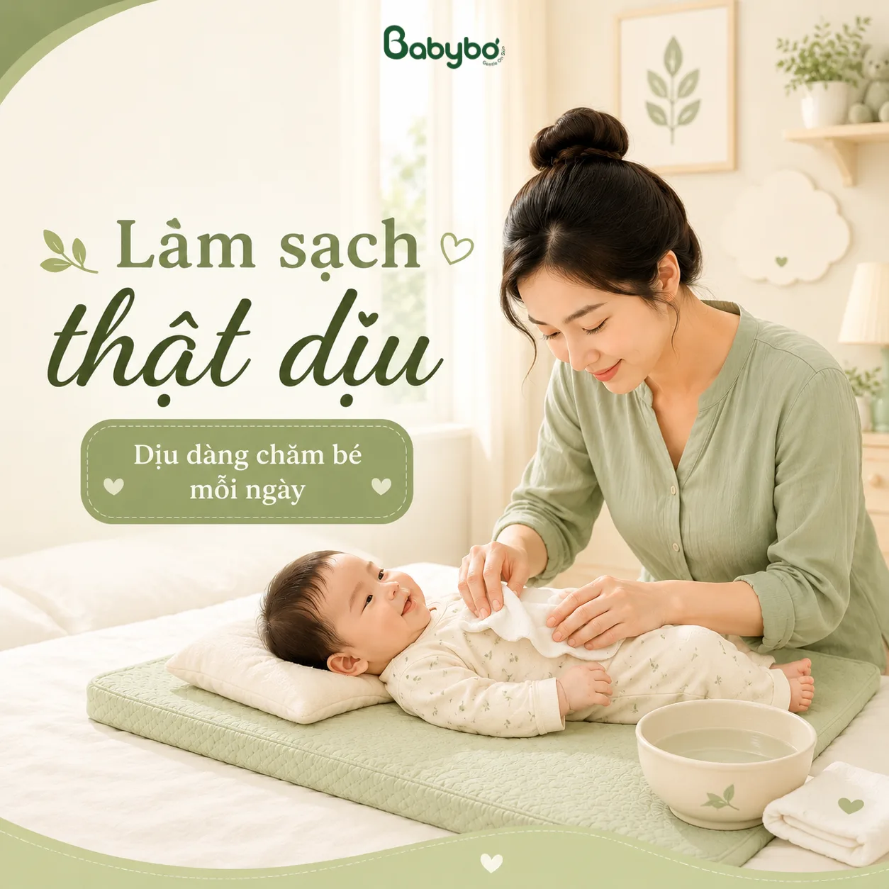 mother cleaning baby with soft cloth baby hygiene care warm water mom baby care diaper change