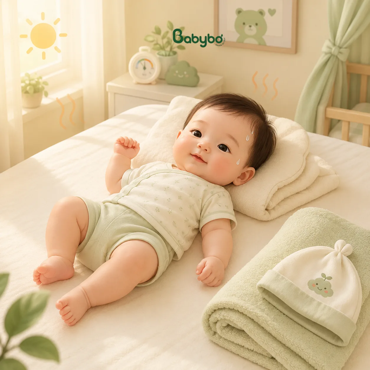 Nguyên nhân trẻ sơ sinh bị rôm sảy ở mặt do nóng ẩm và bí da
