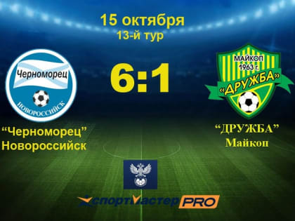 Майкопская «Дружба» разгромно проиграла в Новороссийске «Черноморцу»