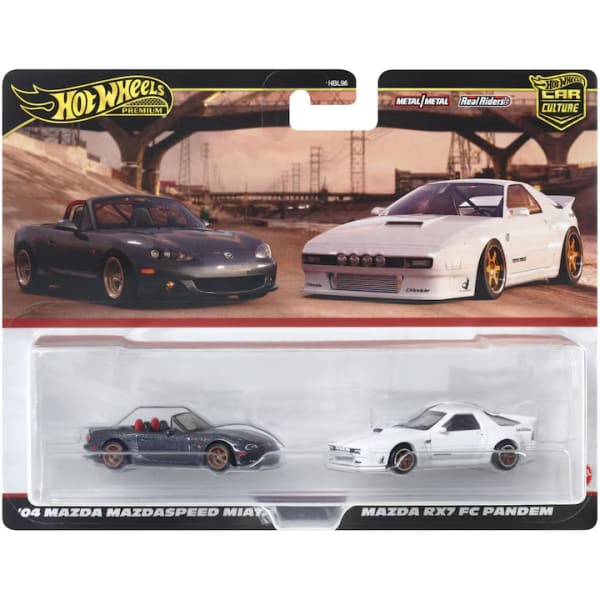 Hot Wheels Premium 2024 Car Culture 2 Carros - '04 Mazda Mazdaspeed Miata & Mazda RX7 FC Pandem
