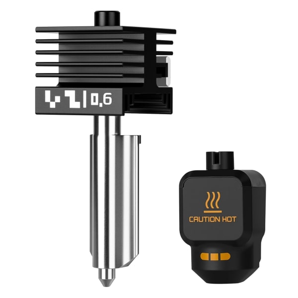 Boquilla (Hotend) de 0.6 mm de acero endurecido para impresora 3D Bambu Lab P2S/X2D, incluye cubierta de silicona para Bambu.