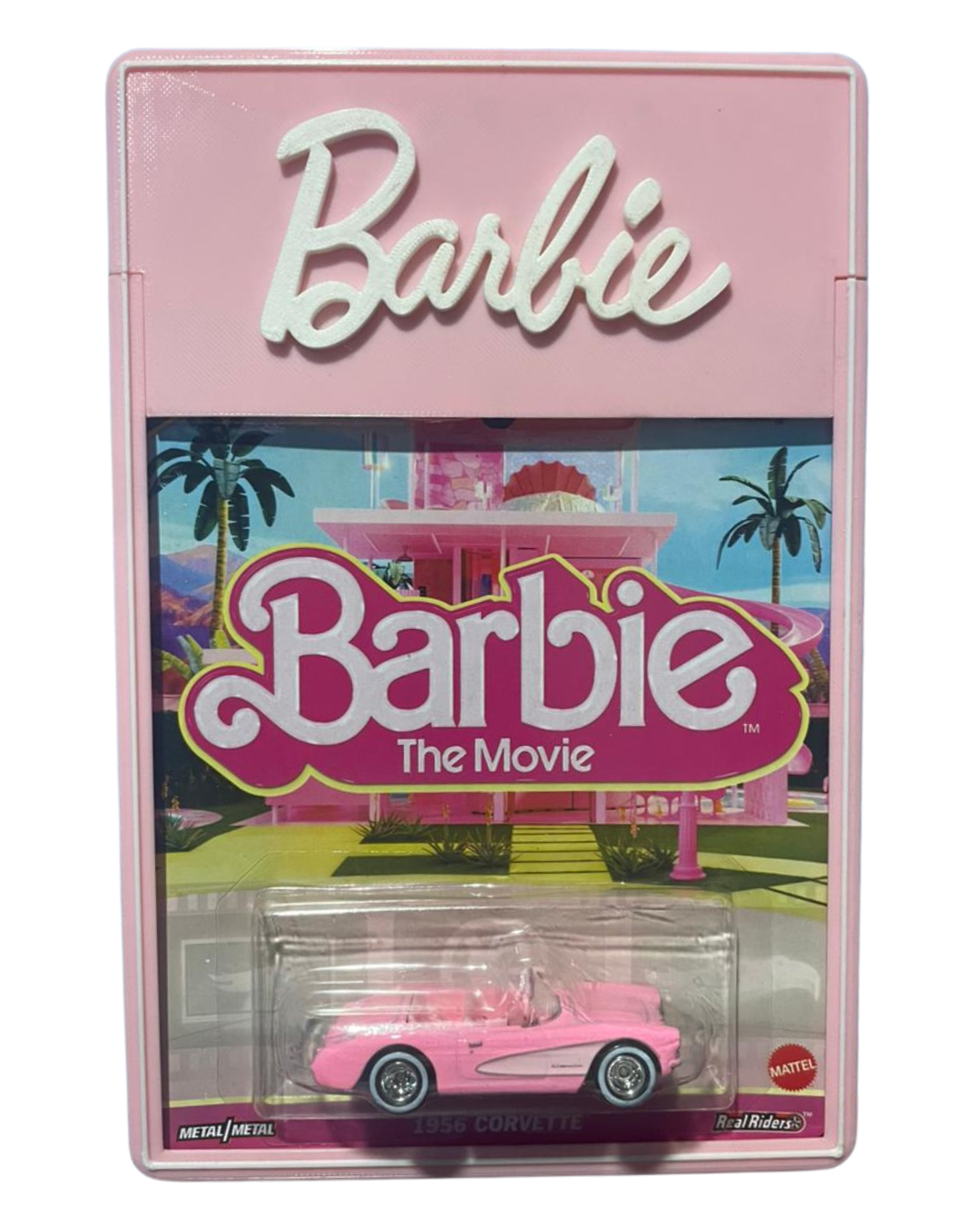 Combo de estantería temática de Barbie con carro 1956 CORVETTE Hot Wheels Premium Barbie The Movie