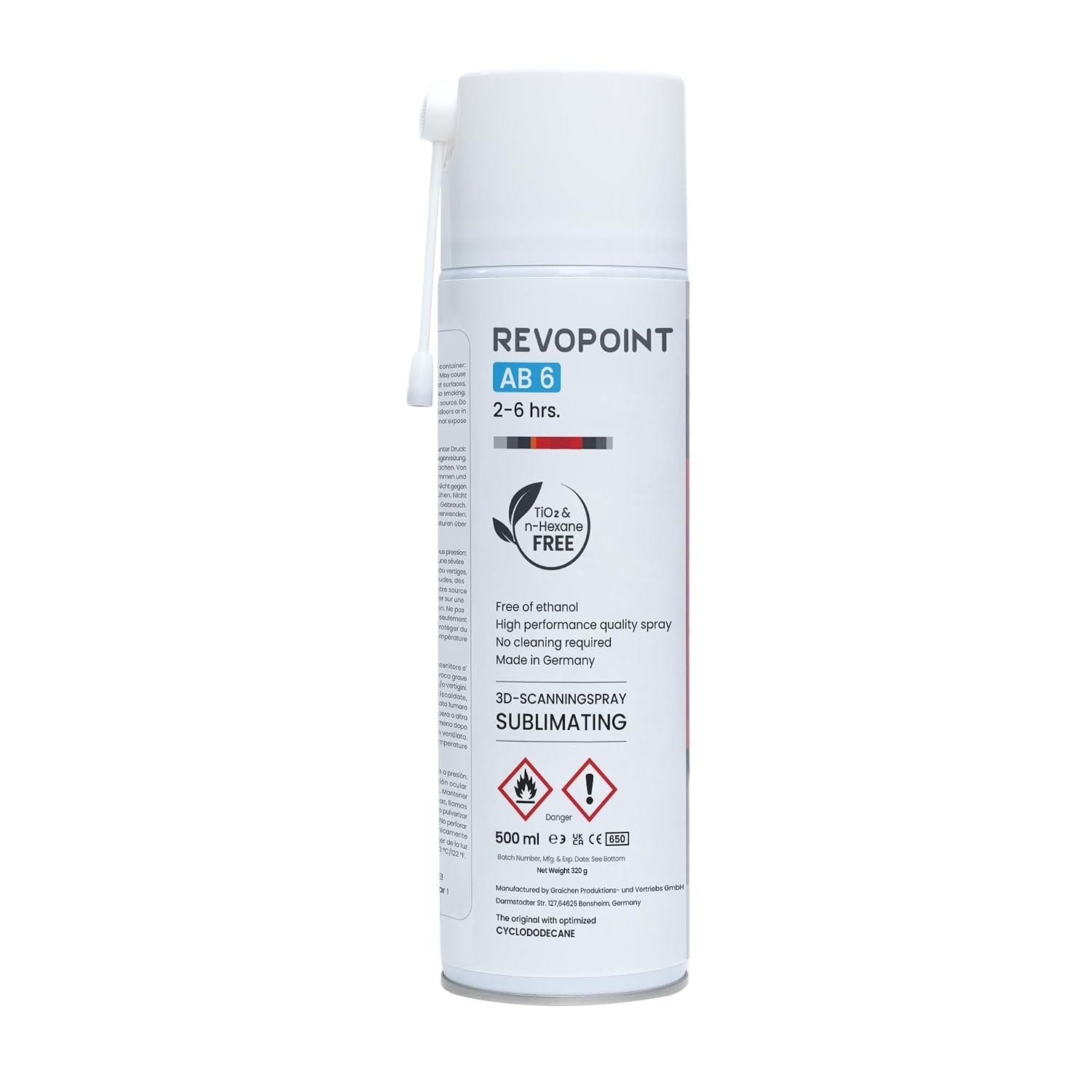Spray de escaneo 3D Revopoint AB-6 para escáneres 3D y sublimación, 500 ml