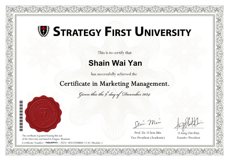 Certificate In Marketing Management 
