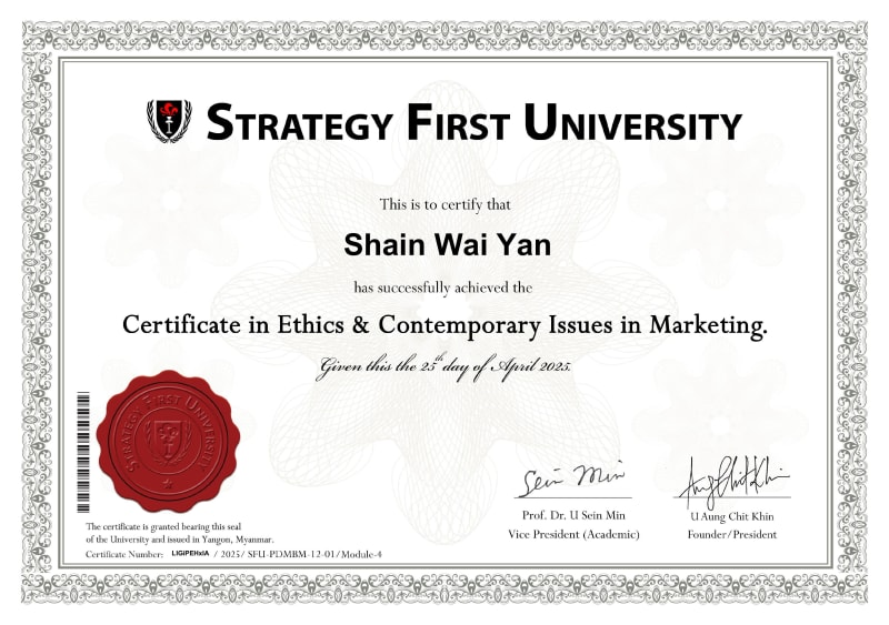Certificate in Ethics & Contemporary Issues in Marketing