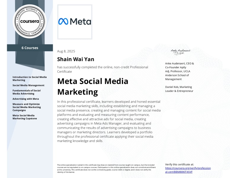 Meta Social Media Marketing Professional Certificate