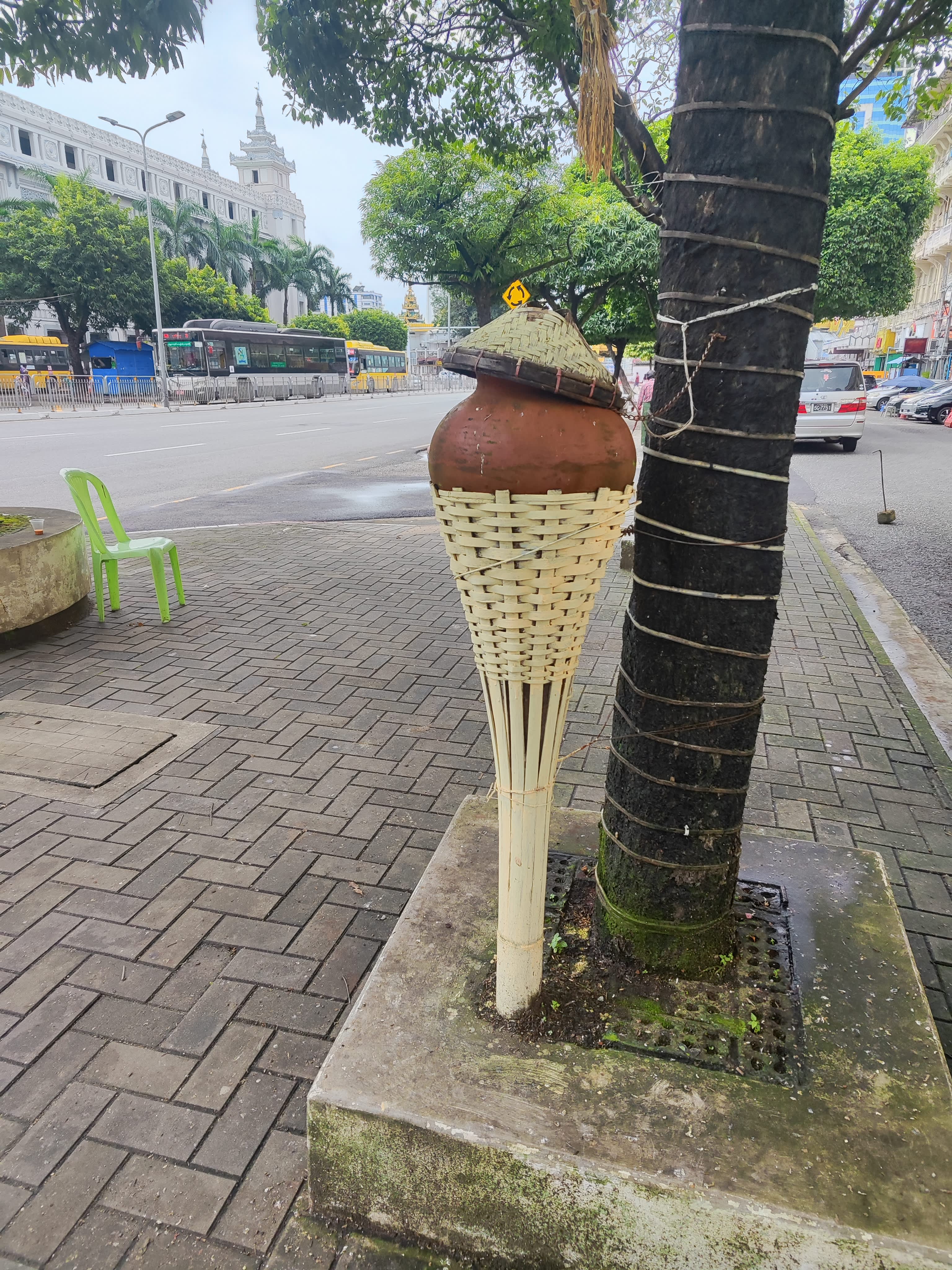 Traditional water pot stand in downtown