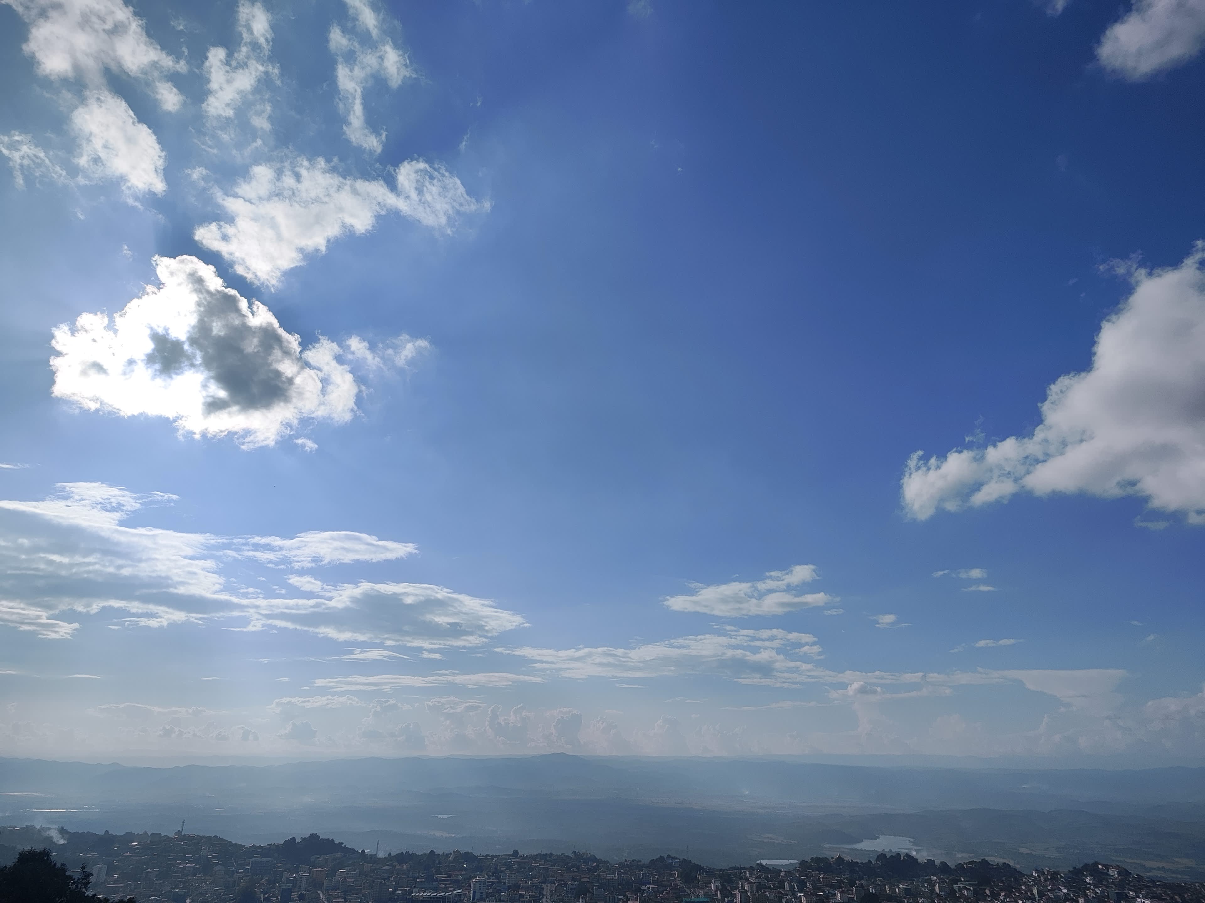 Sunlit clouds over Taunggyi viewpoint