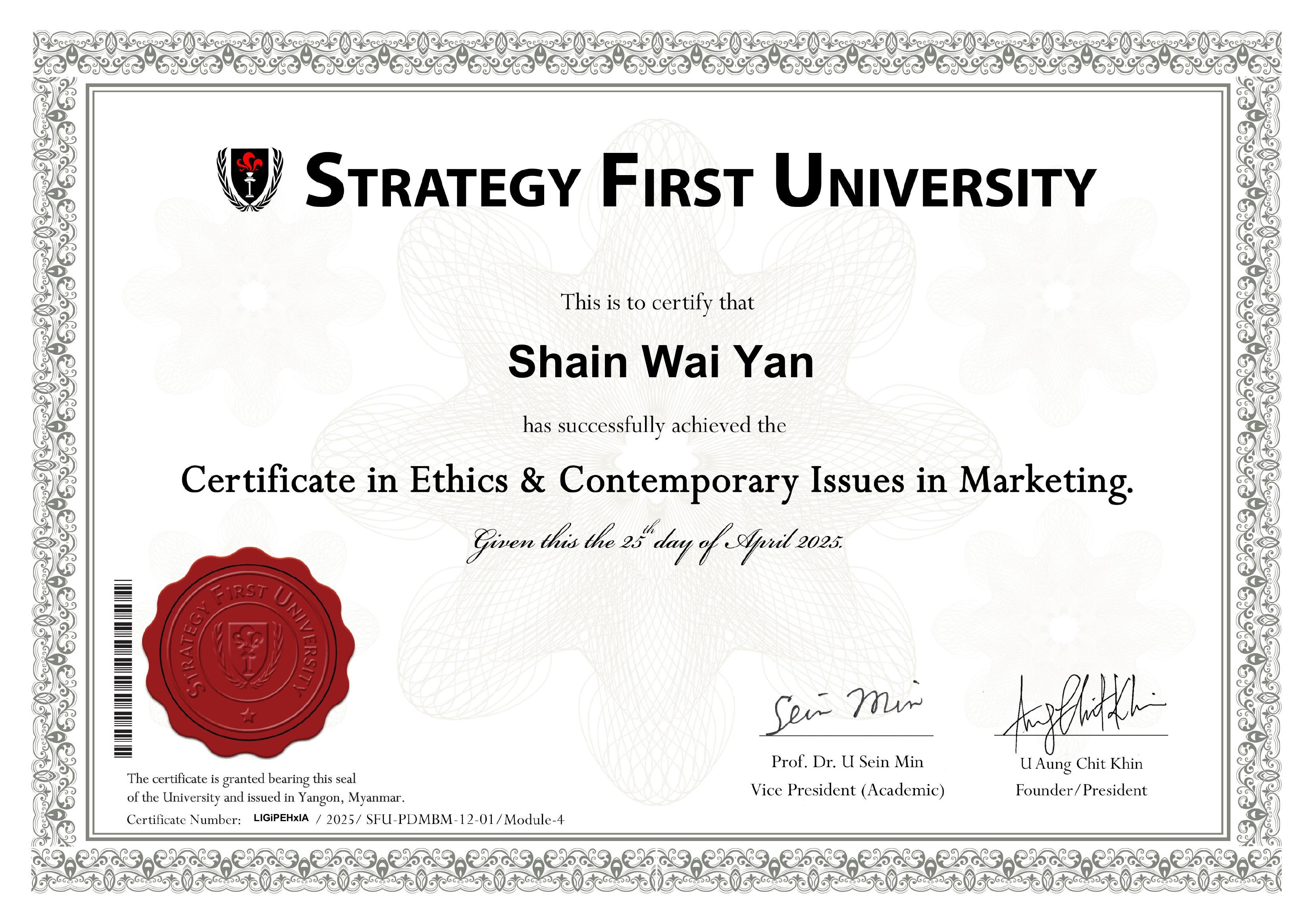 Certificate in Ethics & Contemporary Issues in Marketing