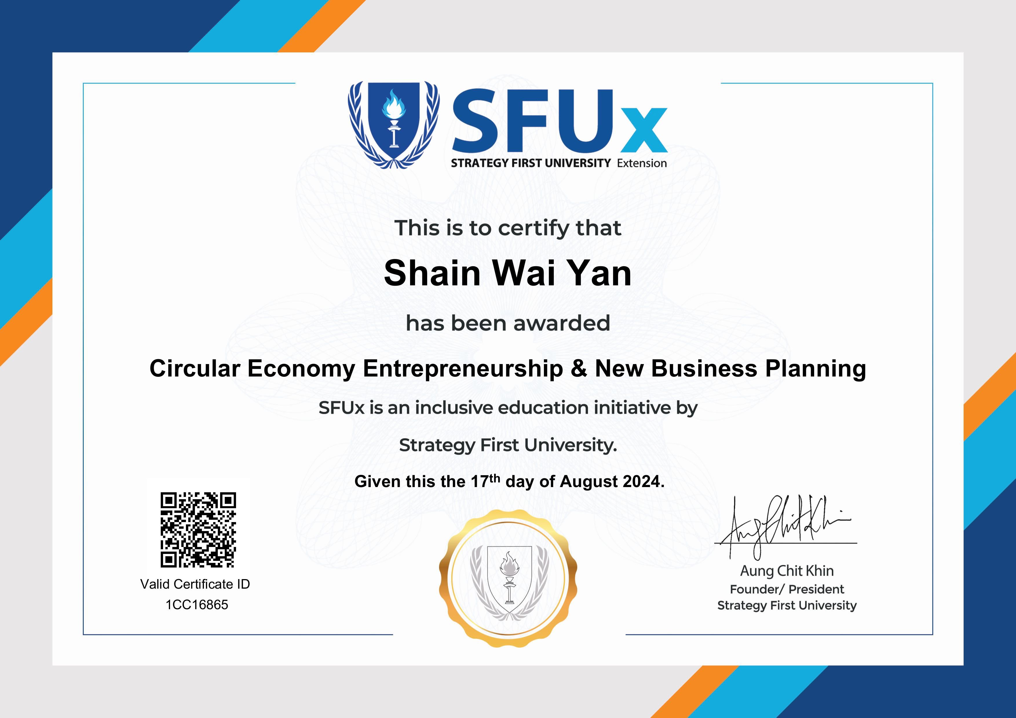 Circular Economy Entrepreneurship & New Business Planning