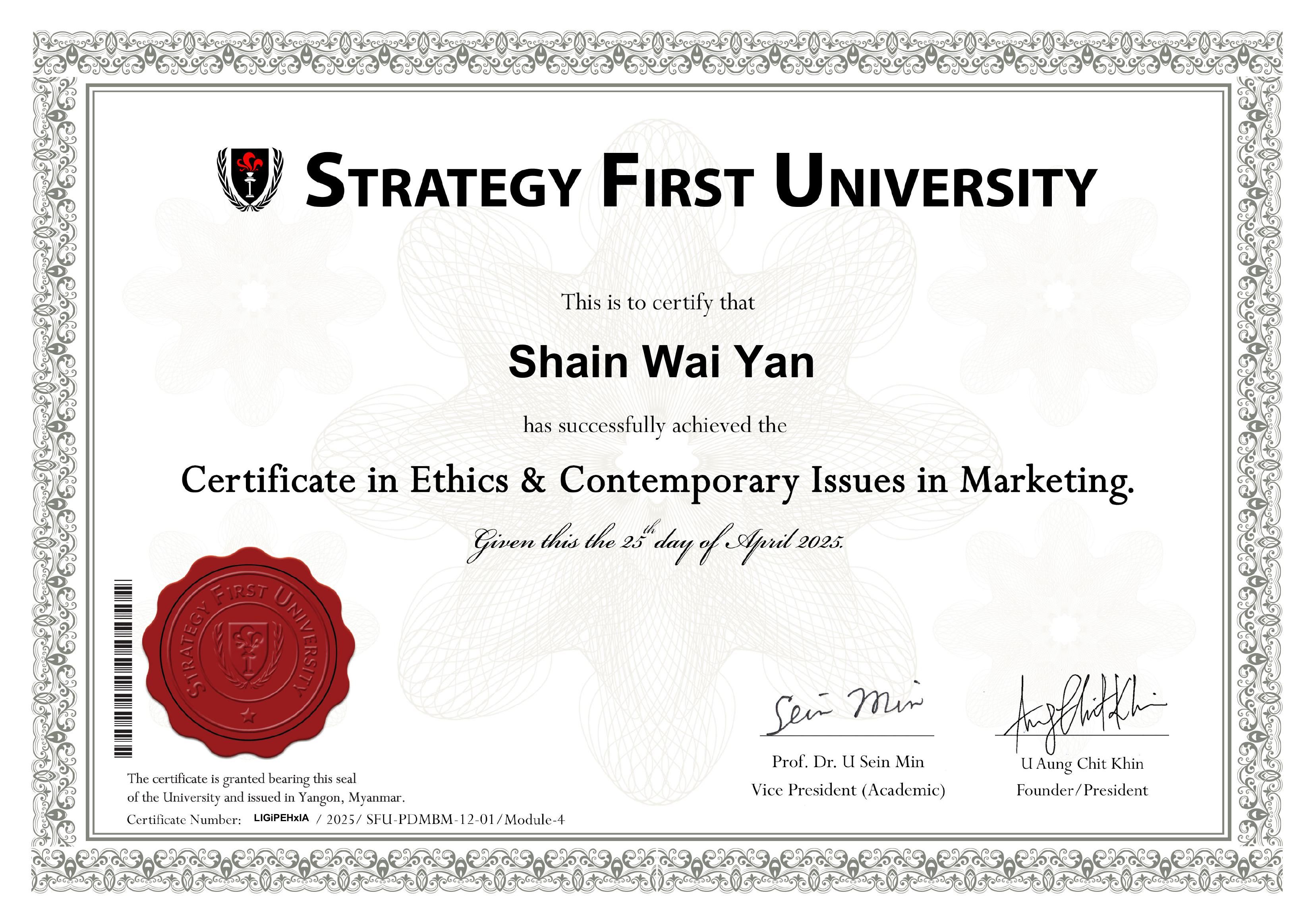 Certificate in Ethics & Contemporary Issues in Marketing
